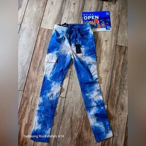 Men's Monfrère Preston Linen Cargo Pants (30x33) "Olympique-Tie Dye"